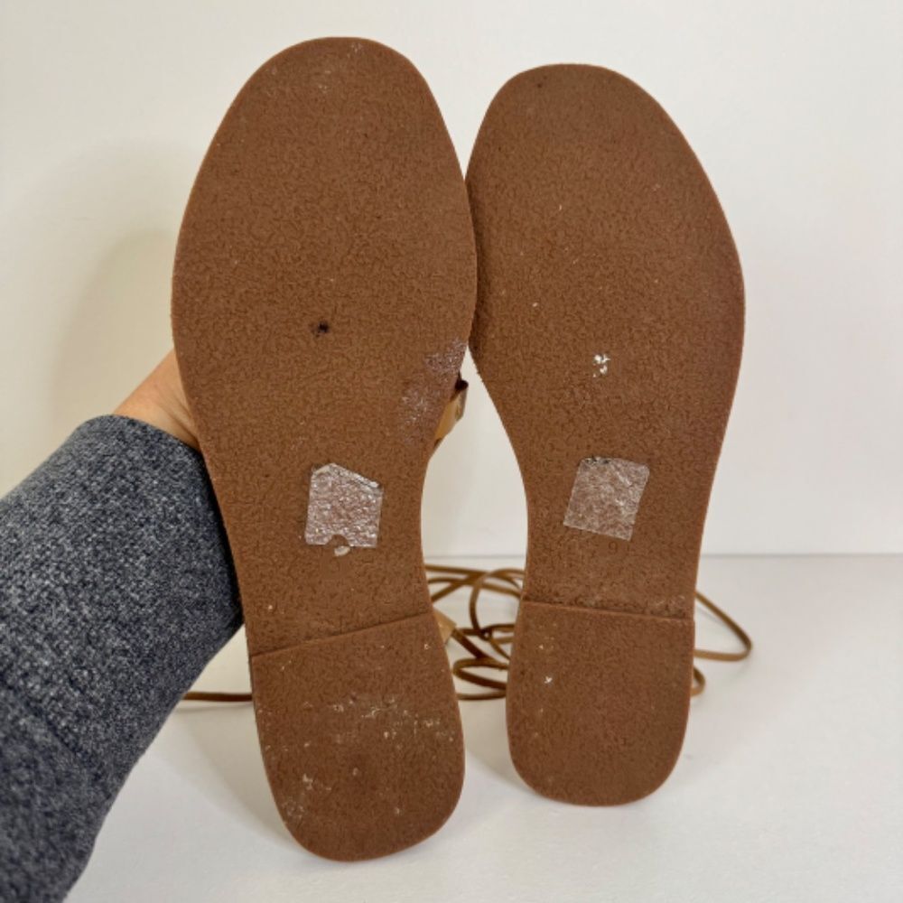Madewell The Boardwalk Lace-Up Leather Sandal - Desert Camel (Tan) | Size 9 - Picture 7 of 9